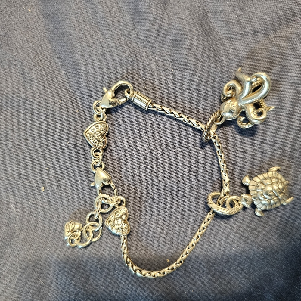 Silver Charm Bracelet with Heart and Animal Charms